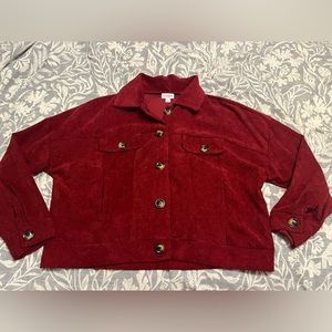 LuLaRoe Presley Moto Jacket in Burgundy Corduroy